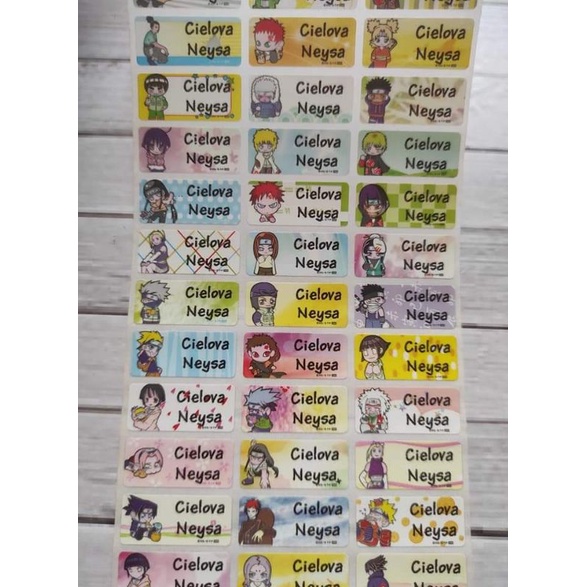 

Naruto Kids Anime Sticker Label Nama Waterproof Anti Air