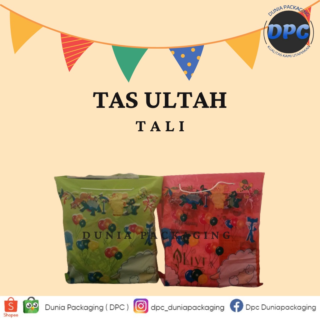 

( 1 PACK 10 PCS ) Tas Plastik Goodie Bag/Kantong Souvenir Ulang Tahun/Tas Ultah Tali