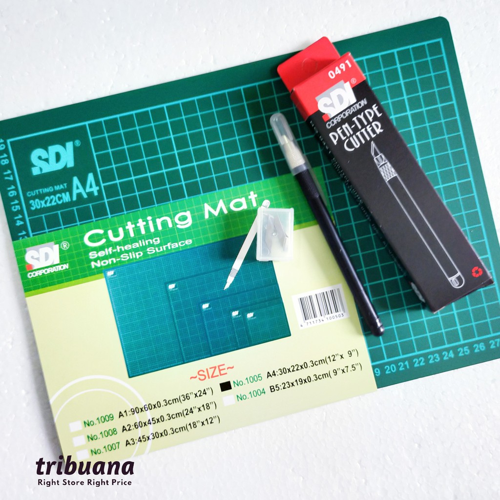 

Paket Cutting Mat A4 + Pen Cutter SDI 0491