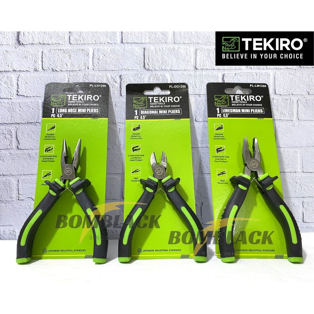 PAKET 3 Tang Mini 4,5 inch Tang Kombinasi Tang Lancip Potong TEKIRO