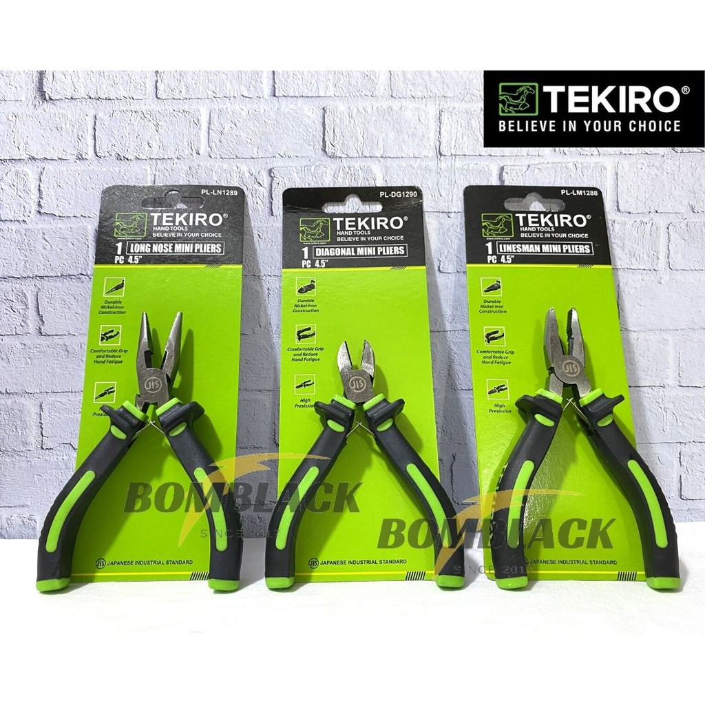 PAKET 3 Tang Mini 4,5 inch Tang Kombinasi Tang Lancip Potong TEKIRO