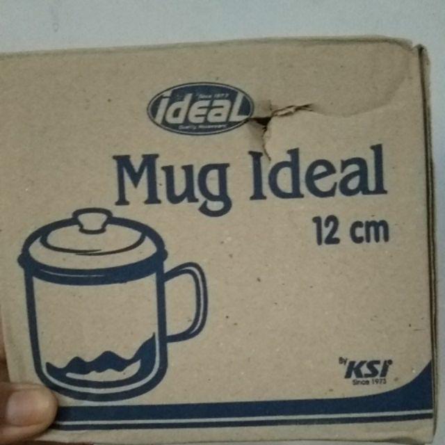 Ideal Mug Enamel Jadul Diameter 12 Cm Ber Motif Bunga Cantik
