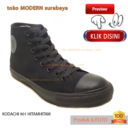 Sepatu pria sekolah casual boot tinggi tali KODACHI 901 HITAM HITAM