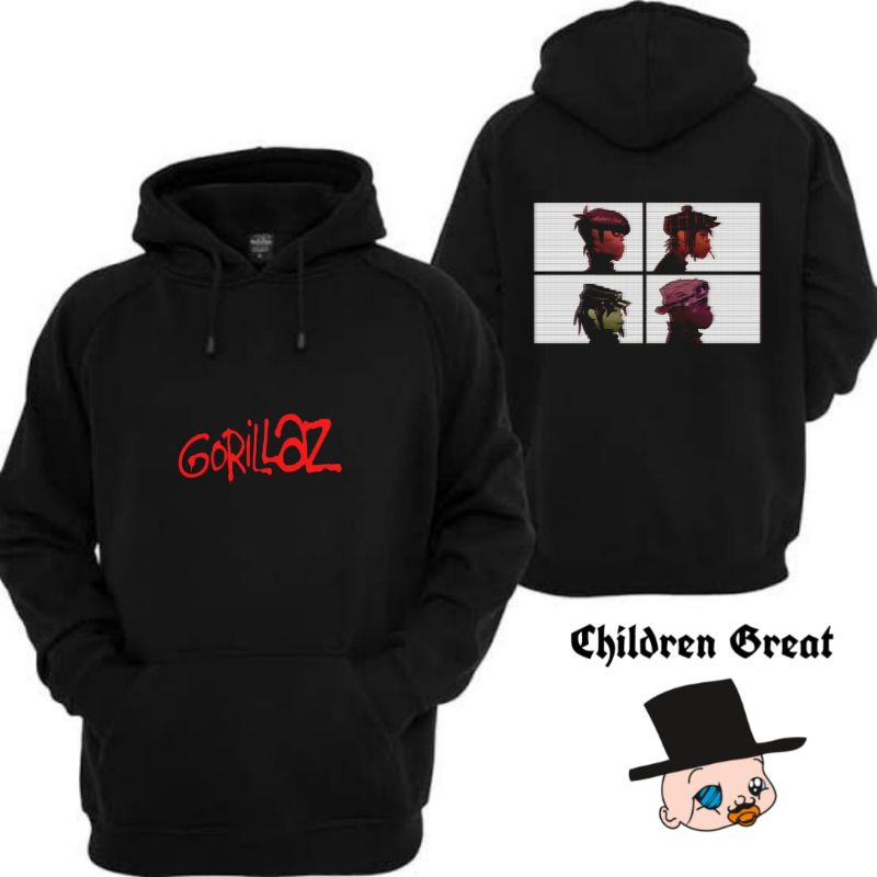 Jaket Hoodie GORILLAZ non zipper resleting jacket band katun baby terry cotton fleece / pria wanita 