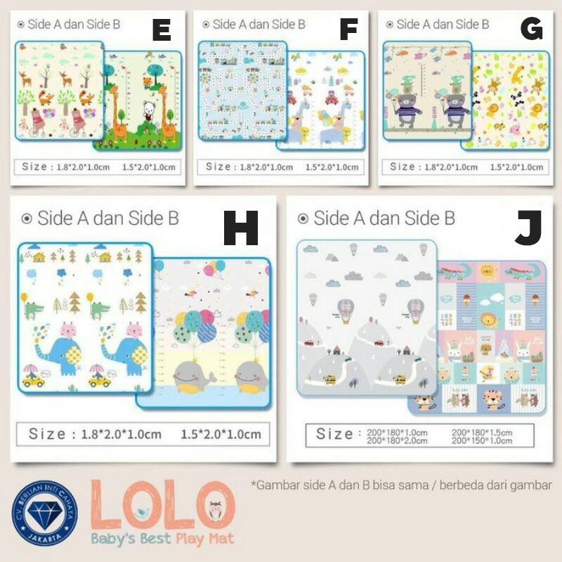 (DENGAN TAS) PREMIUM PLAYMAT ANAK BAYI XPE Uk 200 x 150 cmTEBAL 1 CM MOTIF BOLAK BALIK-7