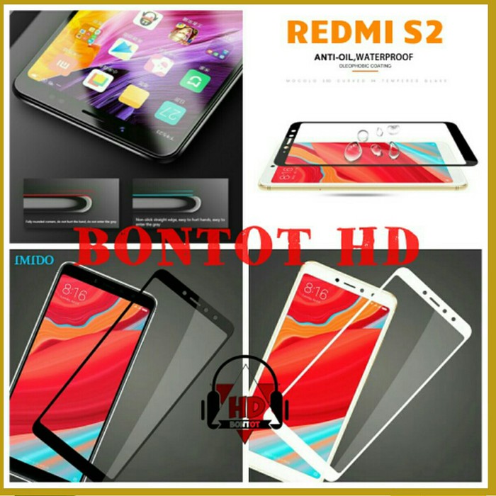 Xiaomi Redmi S2 Tempered Glass Warna Full Layar HP Anti Gores Kaca S 2