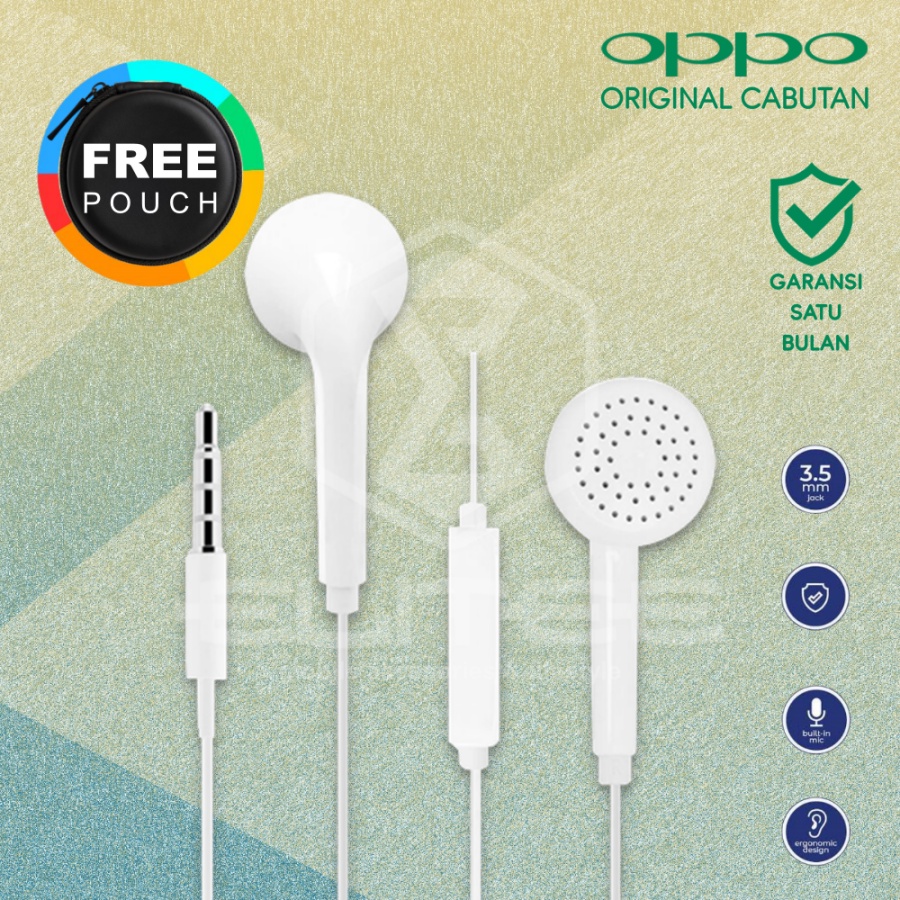 HEADSET OPPO ORIGINAL 100% COPOTAN ASLI BAWAAN HP OPPO/EARPHONE OPPO ORIGINAL