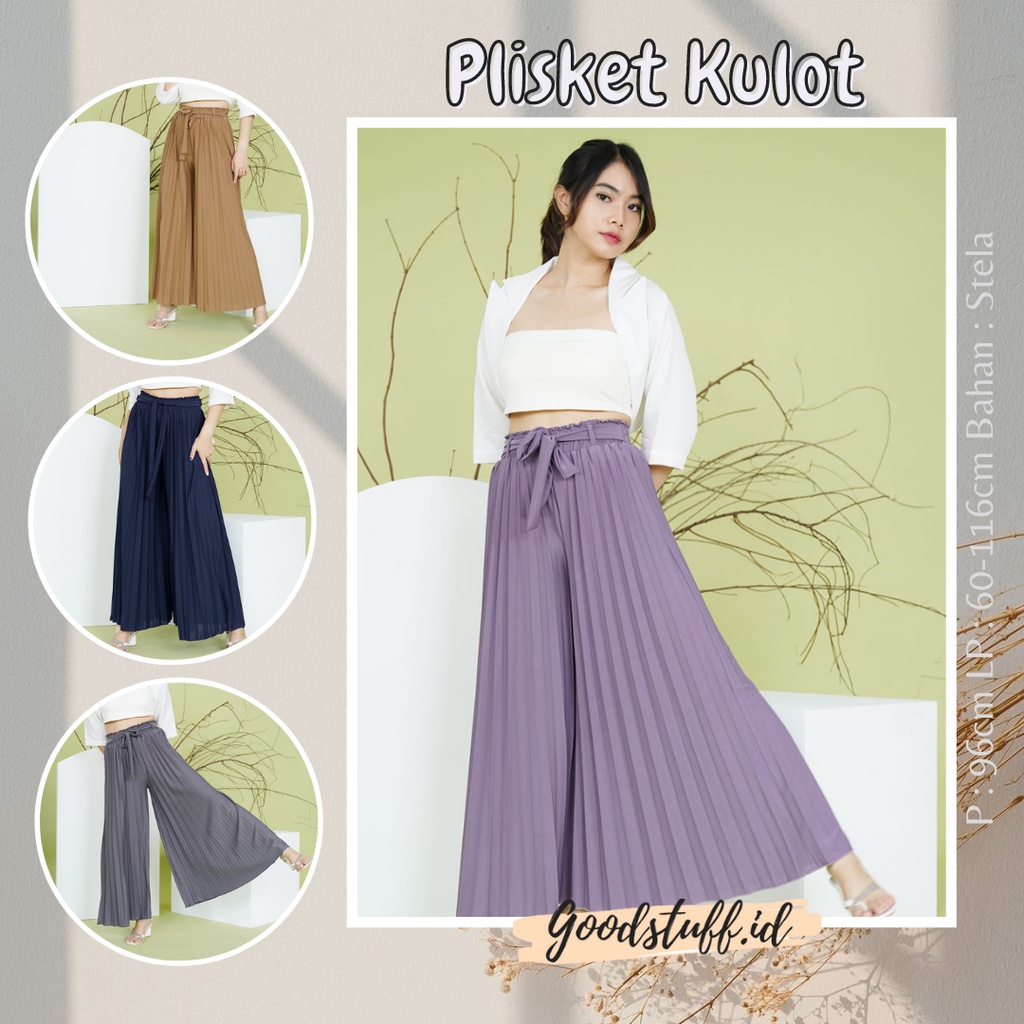 Celana Plisket Kulot Motif Korea Terbaru / Celana Kulot Murah / Celana Lebar Wanita Murah