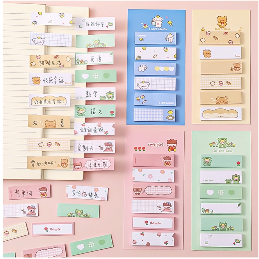 【GOGOMART】Sticky Notes Tempel / Memo Catatan 6 Baris Karakter Lucu - Cute Note