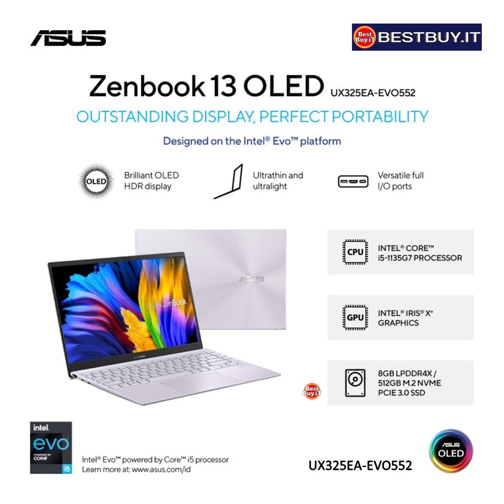 ASUS ZENBOOK 13 UX325EA OLED i5-1135G7 8GB 512GB IRIS Xe W11 OHS