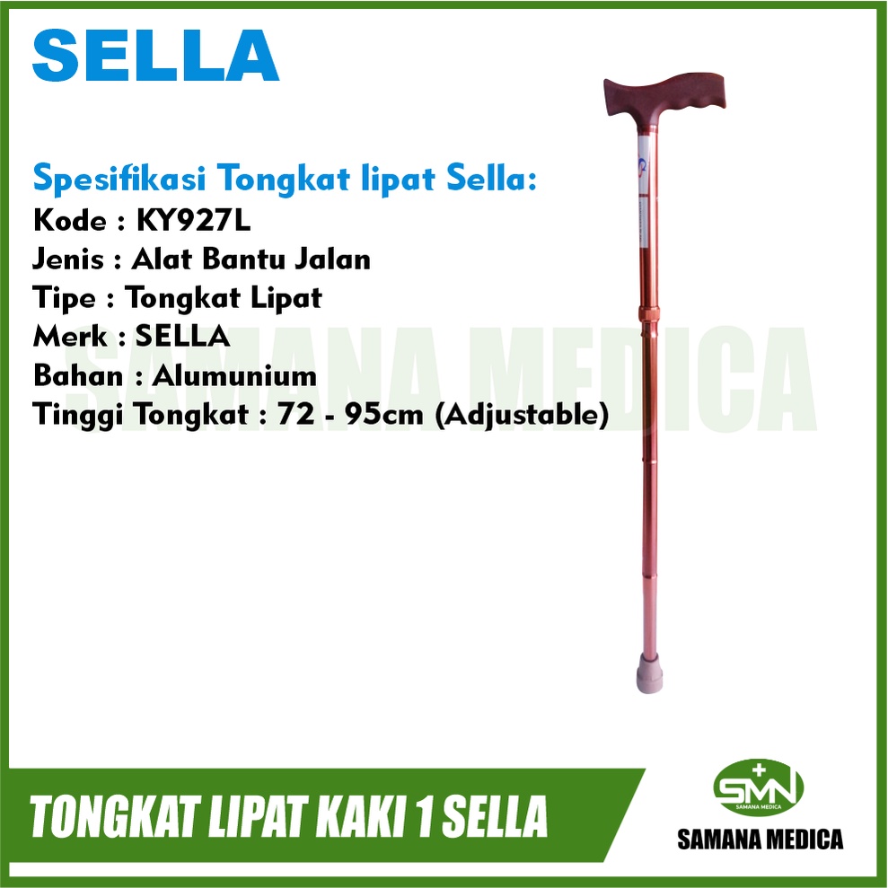 Tongkat lipat hiking mendaki alat bantu praktis ringan kecil walking stick KY927 merek SELLA