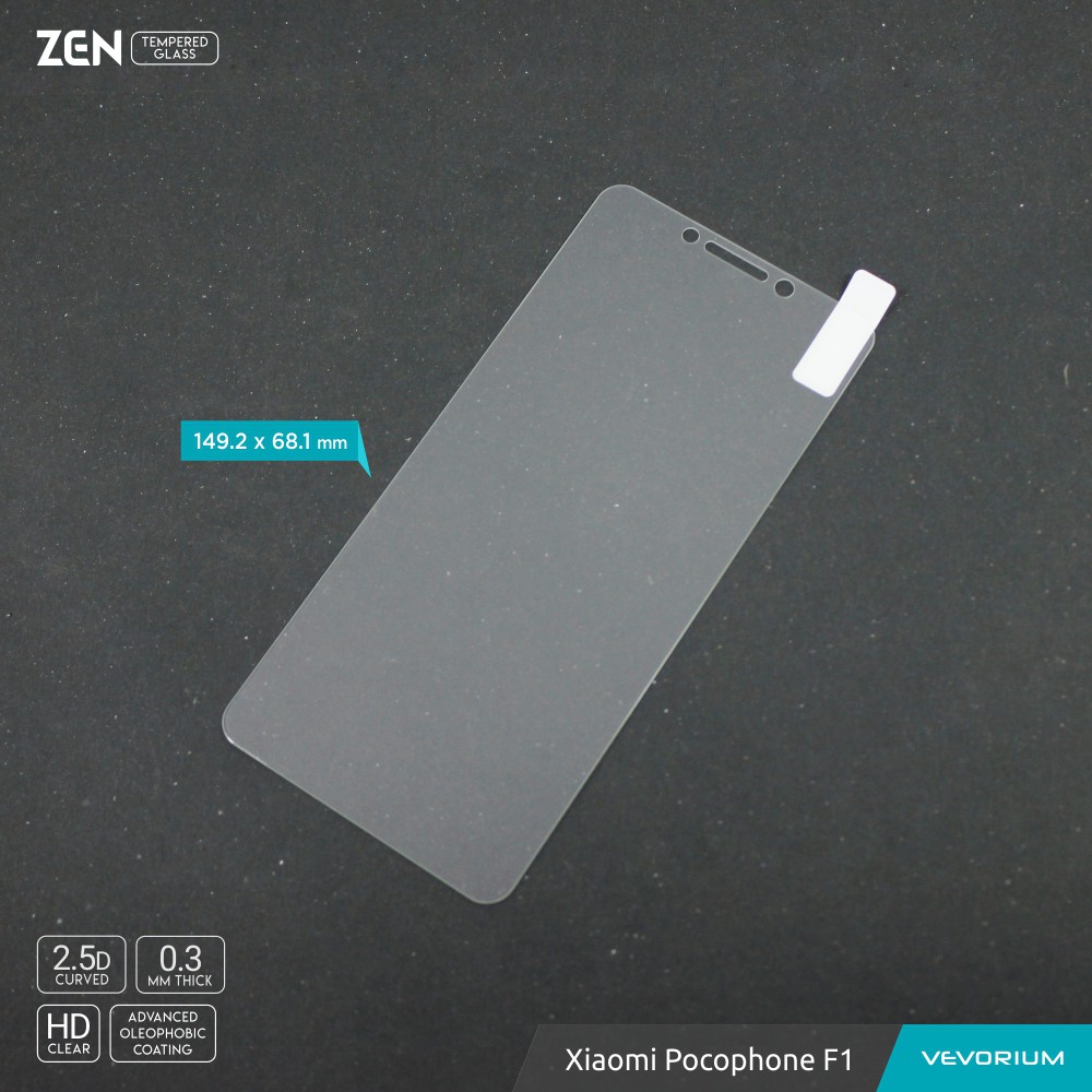 VEVORIUM ZEN 2.5D Xiaomi Pocophone F1 Clear Tempered Glass Anti Gores Kaca