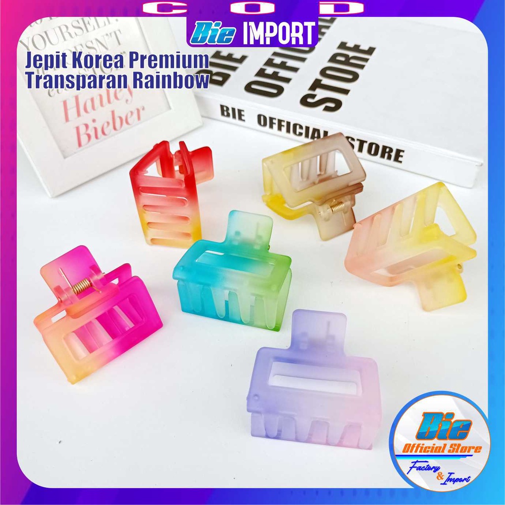 Jepit Rambut Korea Transparan Doff Rainbow Premium Impor Best Seller