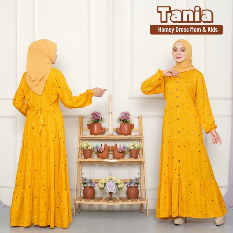 Gamis Couple Mom and Kids Homey Dress Dewasa Gamis Anak Polka Tania Bahan Katun Rayon premium Nyaman Dipakai | Bisa Cod