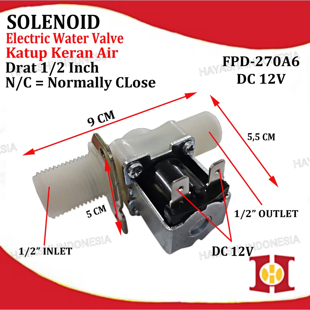 Electric Water Selenoid Solenoid Valve Control Switch AC 220V DC 12V NC 1/2 3/4