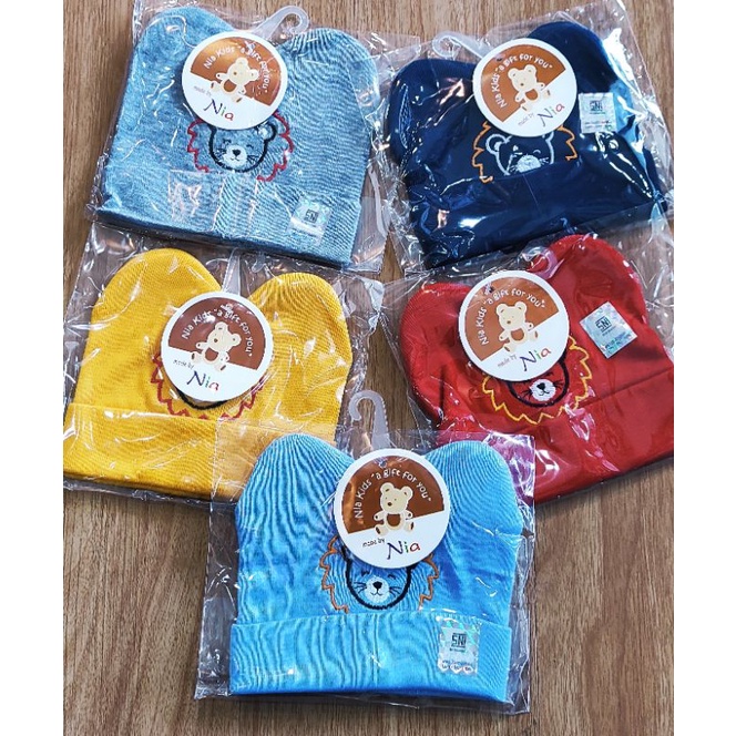 NIA-TOPI BAYI BORDIR KUCING-TOPI BAYI BORDIR LION-TOPI BAYI LUCU