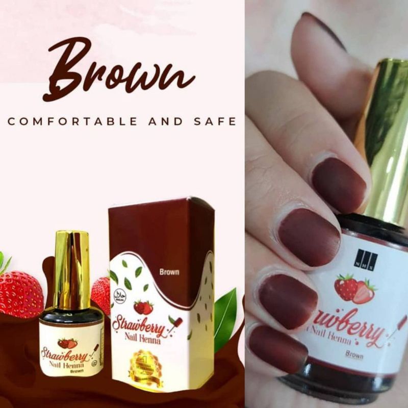 Kutek Strawbery Nail Henna 14ml Kutek Halal sah Untuk Sholat