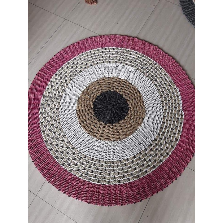 RUG ANYAMAN / KARPET  ANYAM SEAGRAS BULAT WARNA DIAMETER 120 RUG / FLOOR MAT ANYAMAN BULAT