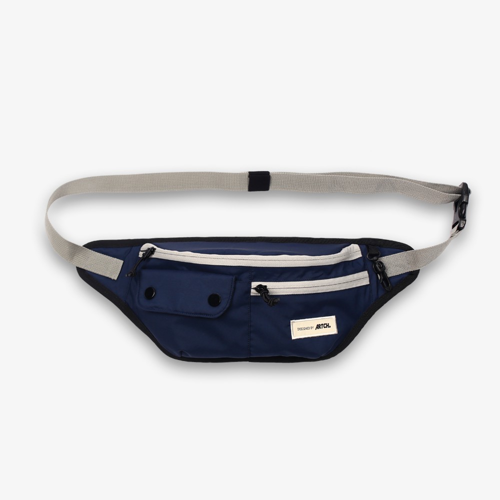 Waist Bag Tas Selempang Punggung Vape Gadget Kamera Waistbag Casual Anti Air Distro Pria Ori - Navy