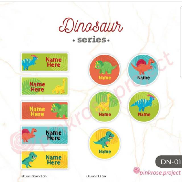 

Dino Sticker Label Nama Anak Waterpoof 60 pcs