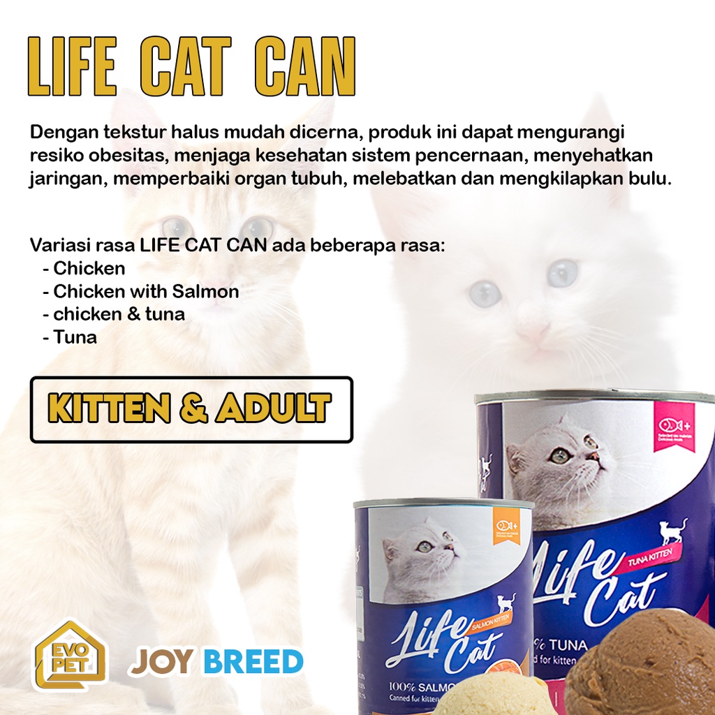 MAKANAN KUCING BASAH WET FOOD LIFE CAT KALENG 400 GRAM KITTEN ADULT