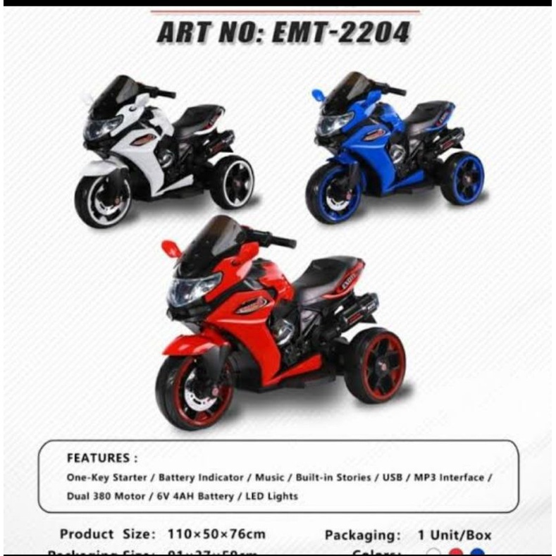 Mainan Anak Motor Aki  Exotic EMT 2204 Ninja