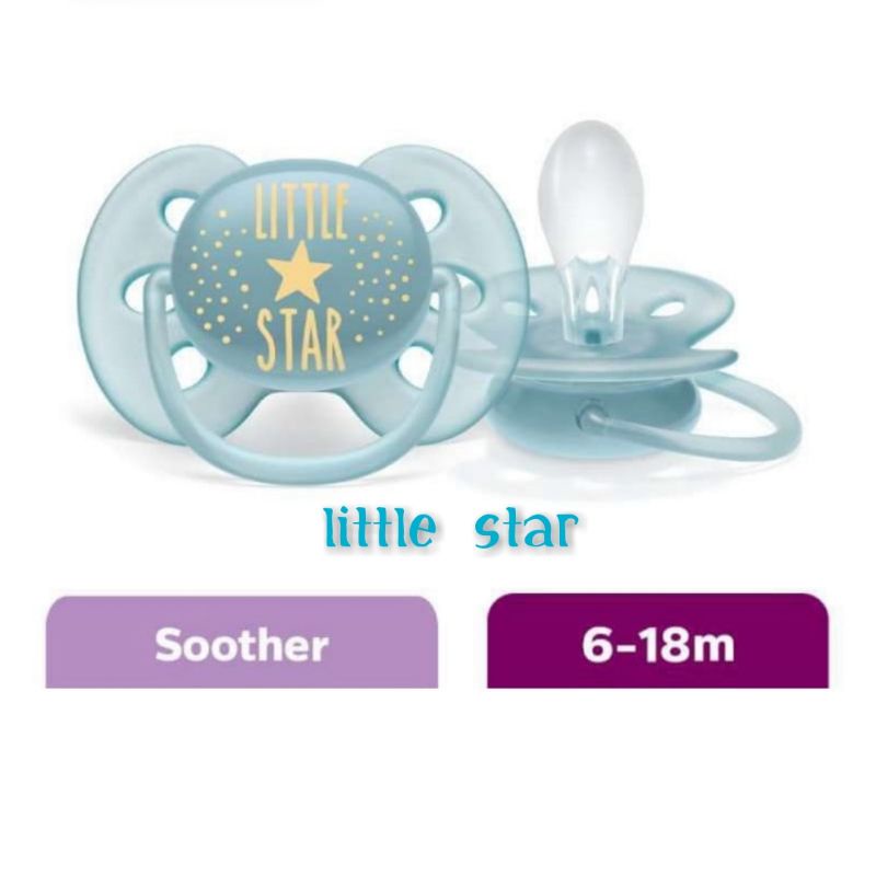 Empeng Avent Night Time Soother 6 - 18m Star Pacifier Dot bayi-1