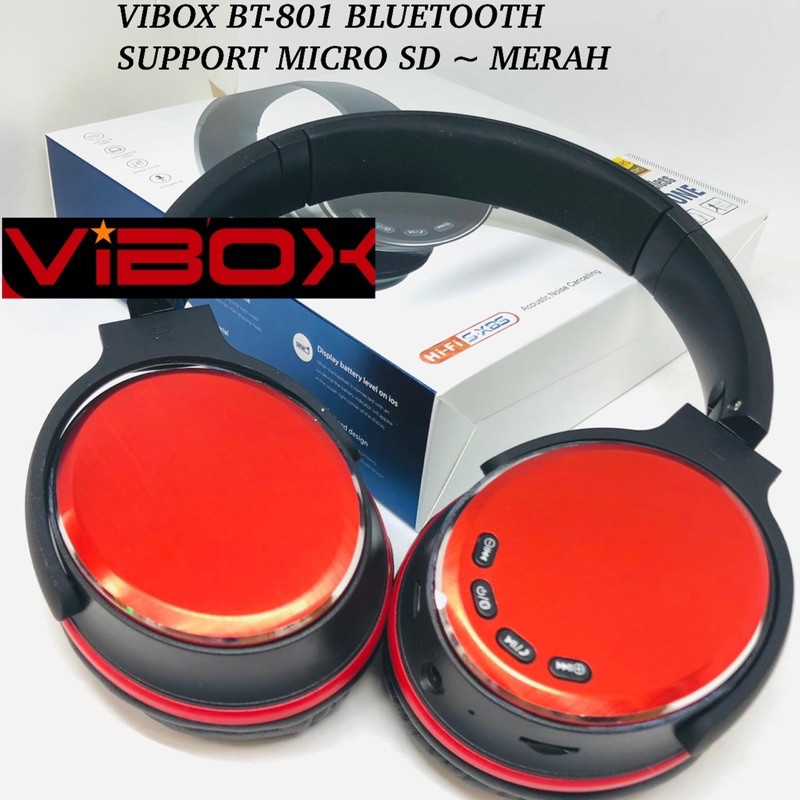 PROMO HEADPHONE VIBOX BT-801 BLUETOOTH BT801 SUPPORT MEMORY CARD MICRO SD