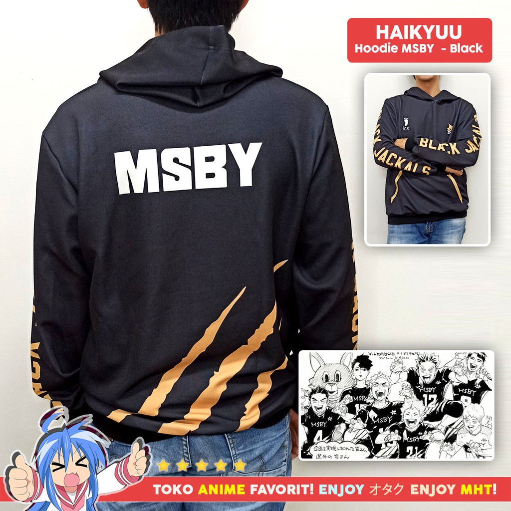 Jaket Hoodie Anime Haikyuu MSBY Black Jackals Hitam Cosplay Miya Hinata Bokuto