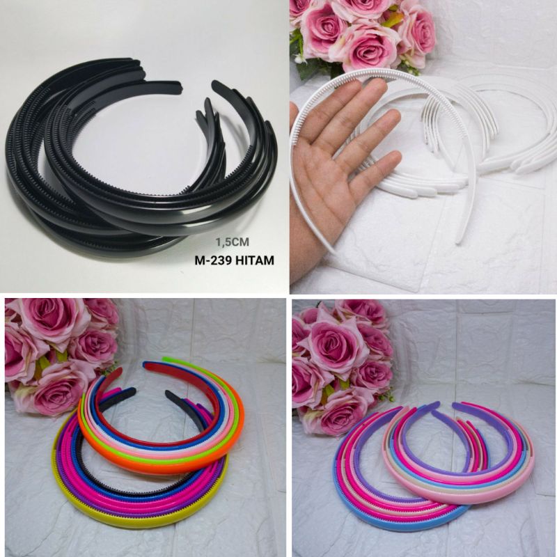 BANDO BANDANA HITAM WARNA POLOS RAMBUT BANDO POLOS HITAM 1,5 CM MARCELLA KOREA Kerut