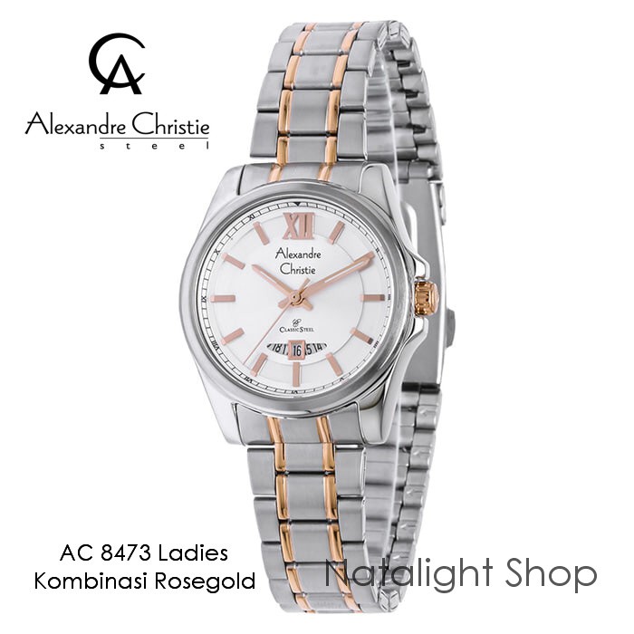 Jam Tangan Wanita Alexandre Christie 8473 Original Kombinasi Rosegold Simple Mewah