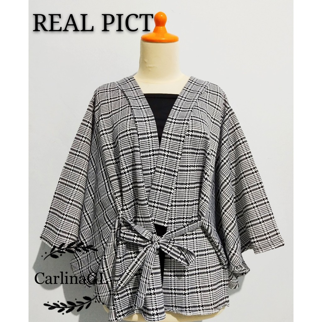 ATASAN CARDIGAN BATWING MOTIF 2IN1