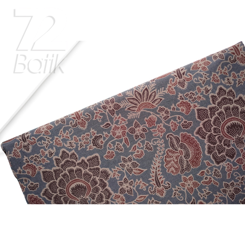 KAIN BATIK PREMIUM Bahan Katun Motif Kembang Puspo Sari Warna Abu Gray Grey 721754 Cap 72 Jarik Jarit Samping Kebat Panjang Batik Katun Modern Premium Bahan Seragam Batik Pernikahan Kantor Keluarga Murah Kamen Jadi Batik Bali Lembaran