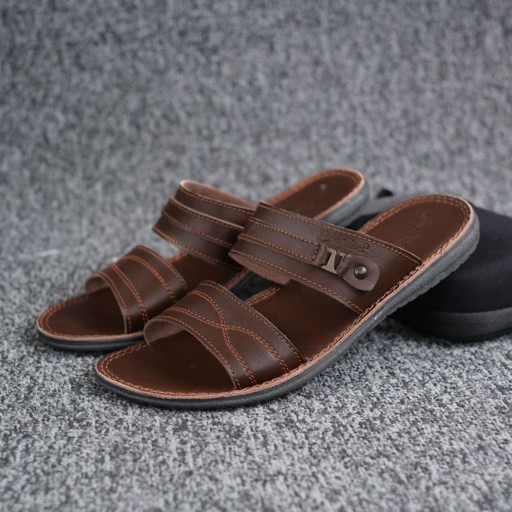 SANDAL SLIDE PRIA DEWASA SANTAI PRIA MINING BARLIN SLOP KULIT ASLI ORIGINAL CASUAL 100% PRIA KERJA KANTOR NYAMAN || SANDAL SLOP PRIA INDIAN TERBARU LEBARAN 2022