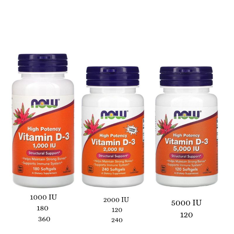 Now Foods Vitamin D3 1000IU, 2000IU, 5000IU