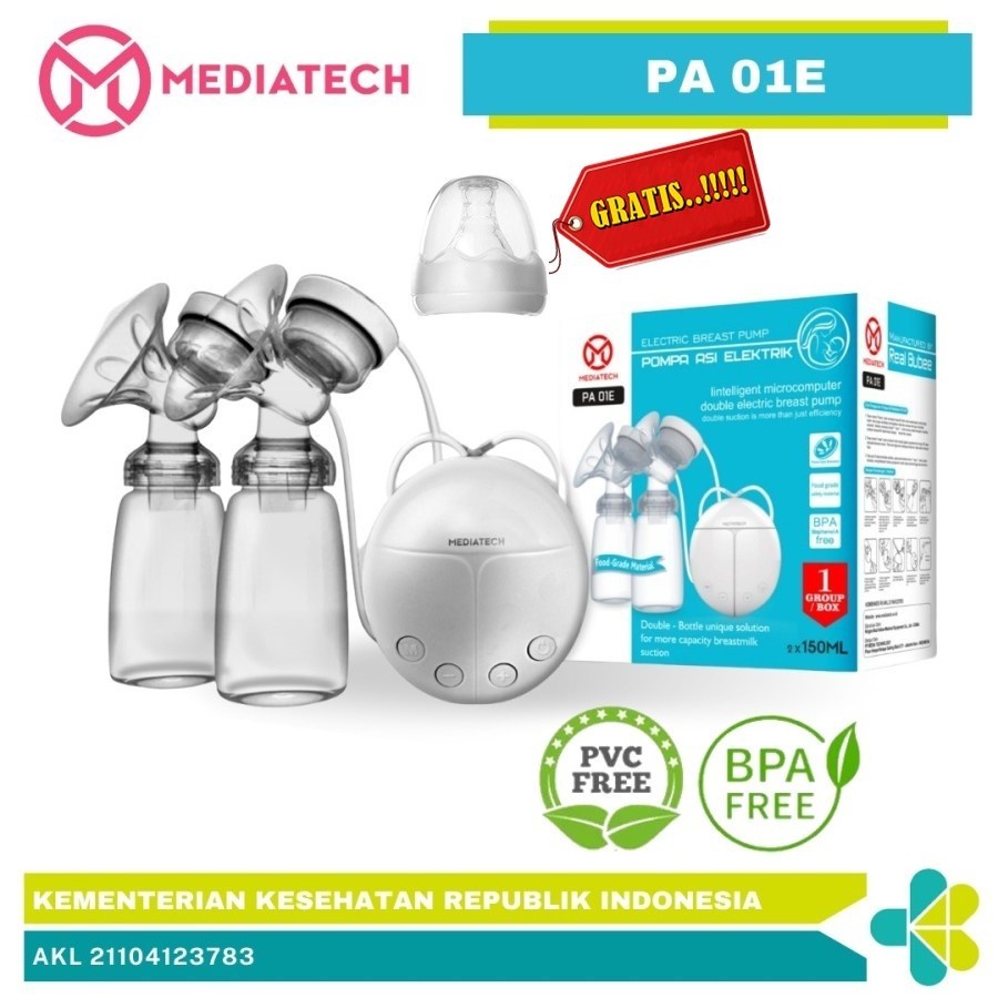 Pompa Asi Elektrik Ganda Mediatech Food Grade BPA Free Gratis Dot - G204