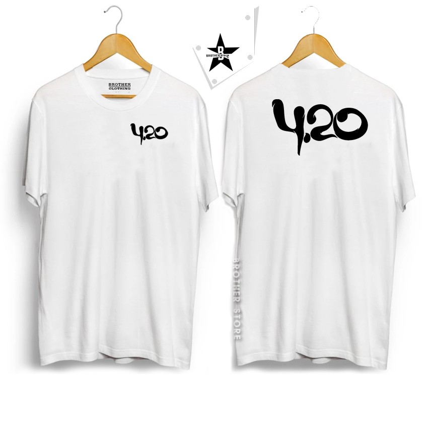 Kaos Distro 420 Front Back White Premium