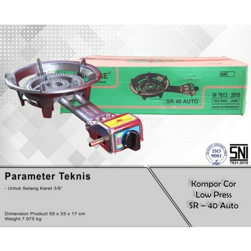 Kompor SunRise 40 Auto/ Kompor 1 Tungku Tekanan Rendah Ukuran Besar