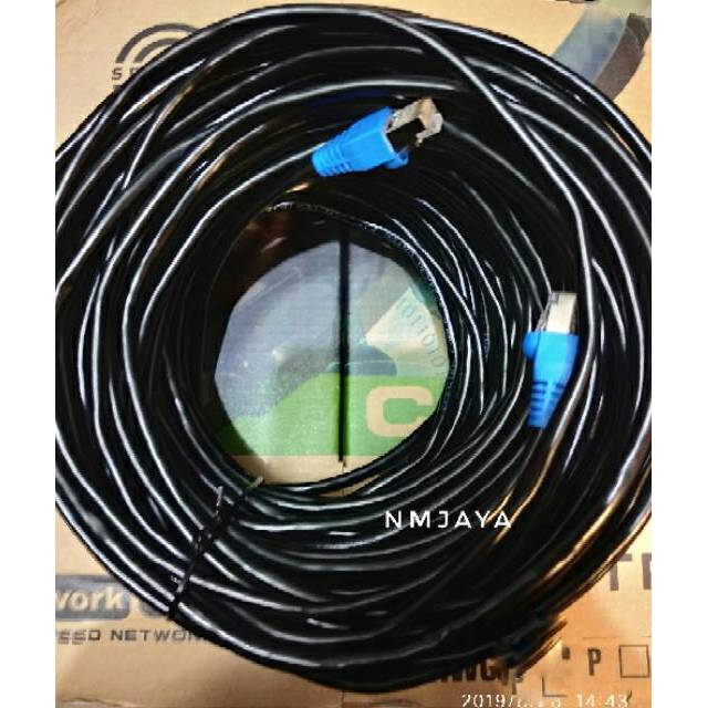 Kabel Lan Outdoor 30 meter FTP Cat5e Siap Pakai sudah dicrimping rj45 besi dan plugbooth Kabel Lan Hitam