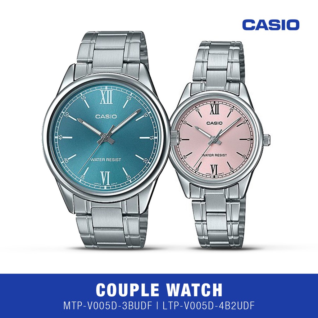 Casio Jam Tangan Couple LTP-V005D-4B2UDF & MTP-V005D-3BUDF Original Anti Air