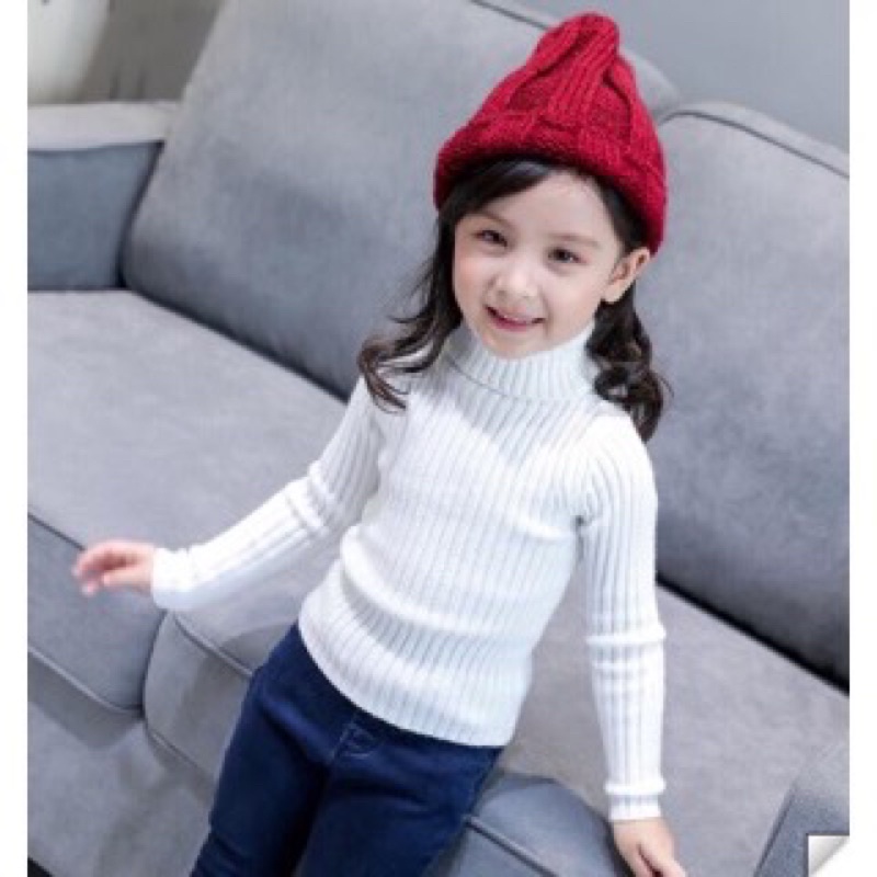 Sweater Rajut anak Turtle Neck  Kerah Tinggi Usia 1-6 Tahun