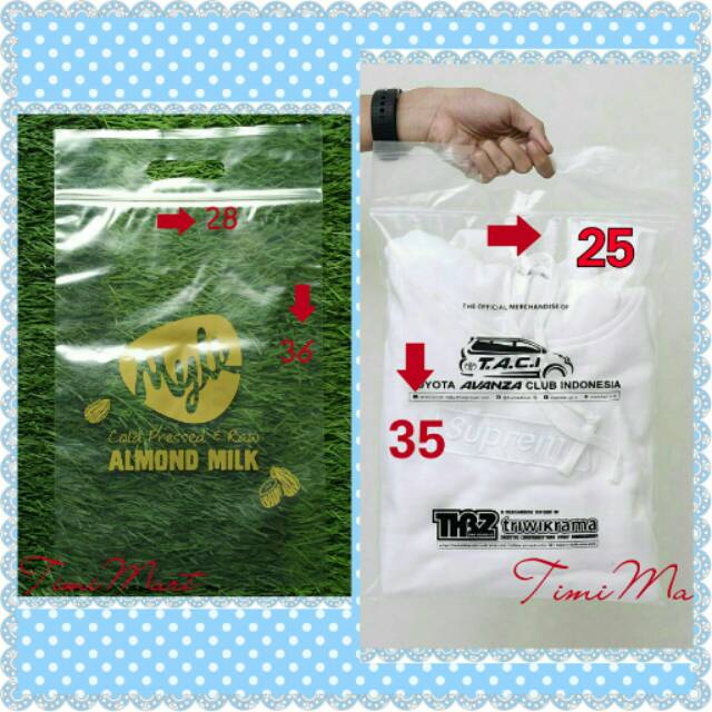 

Plastik Ziplock Pond + Sablon 1 warna Uk. (25*35,28*36) Plastik Bening