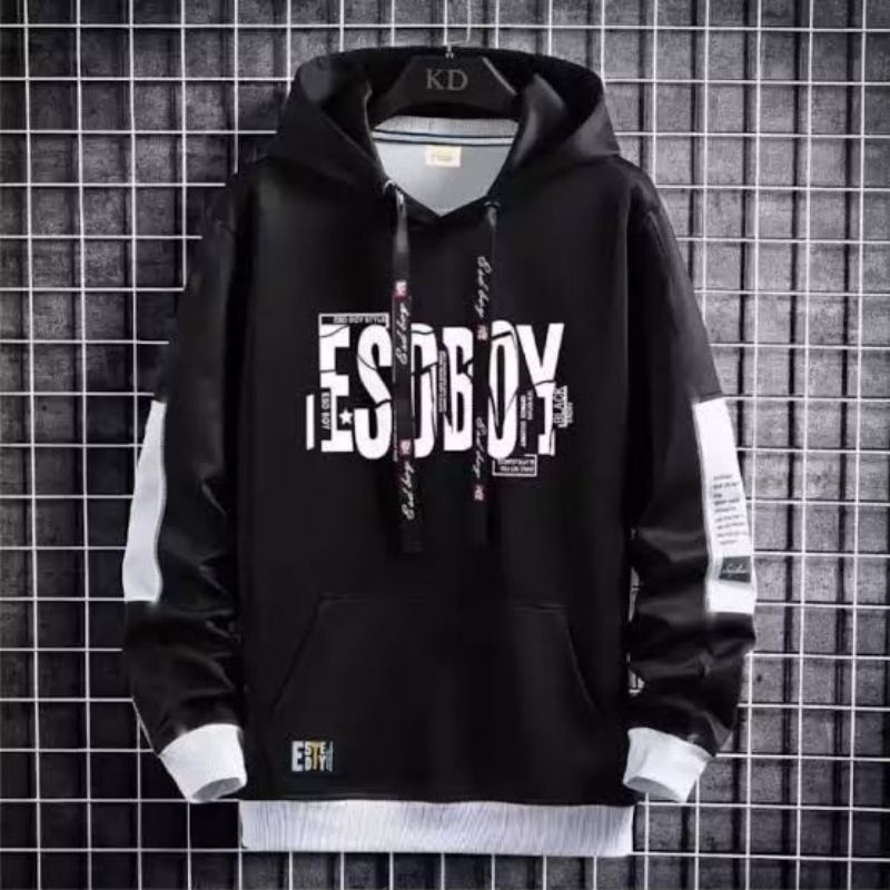 Sweater hoodie pria ESOBOY sweter cowok distro bahan katun