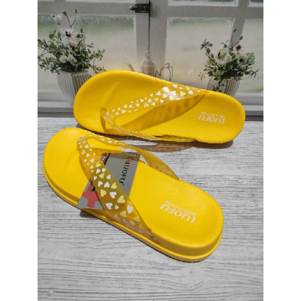 SANDAL JEPIT PEREMPUAN  KARET LUOFU TERBARU E7164 Motif,Sandal jelly wanita kekinian nyaman Empuk