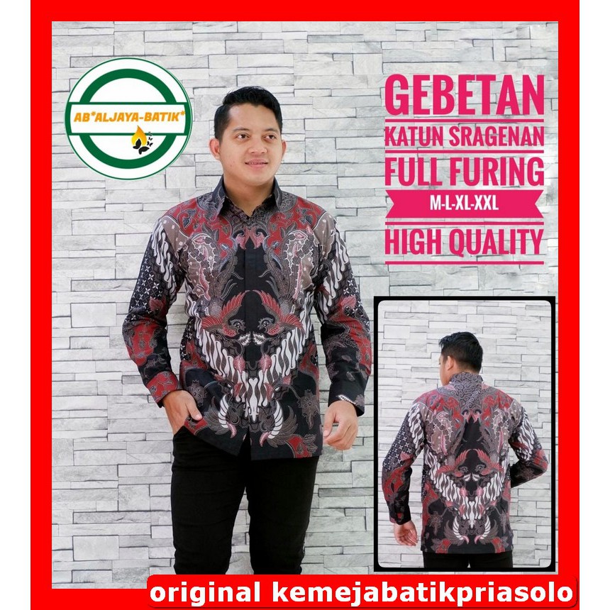 ATASAN KEMEJA BAJU BATIK SOLO PRIA LENGAN PANJANG FULL FURING PREMIUM Aljaya Gebetan Geber Wisnu