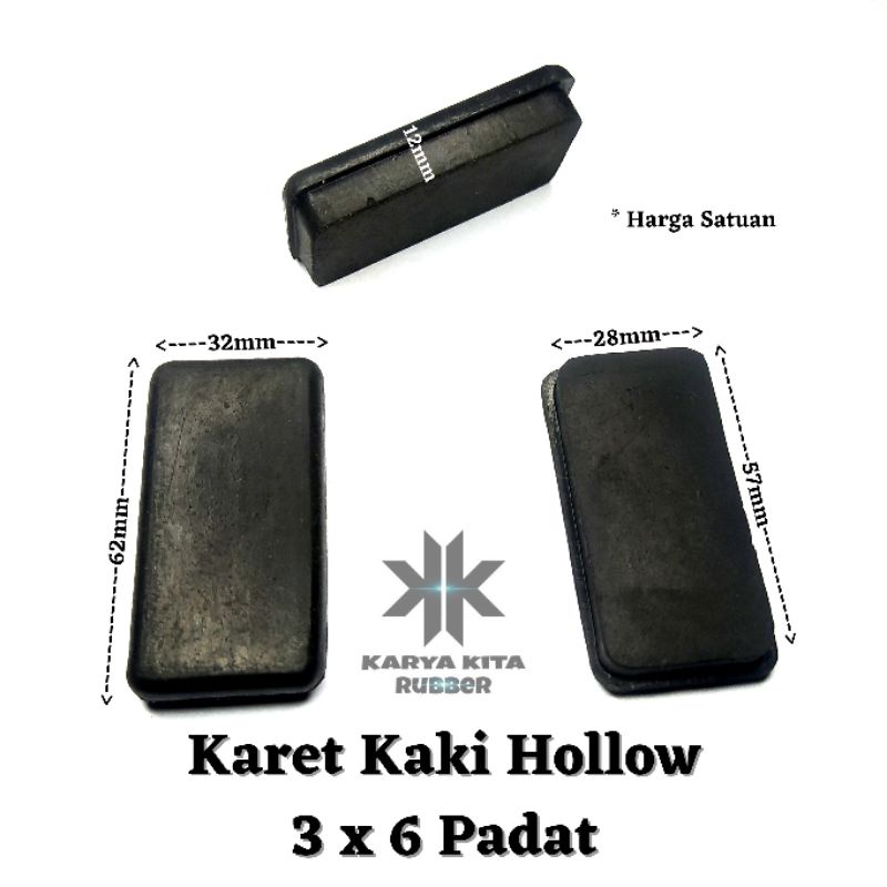 Karet Tutup Kaki Meja Kursi Rak Besi Hollow 3x6 Padat Holo