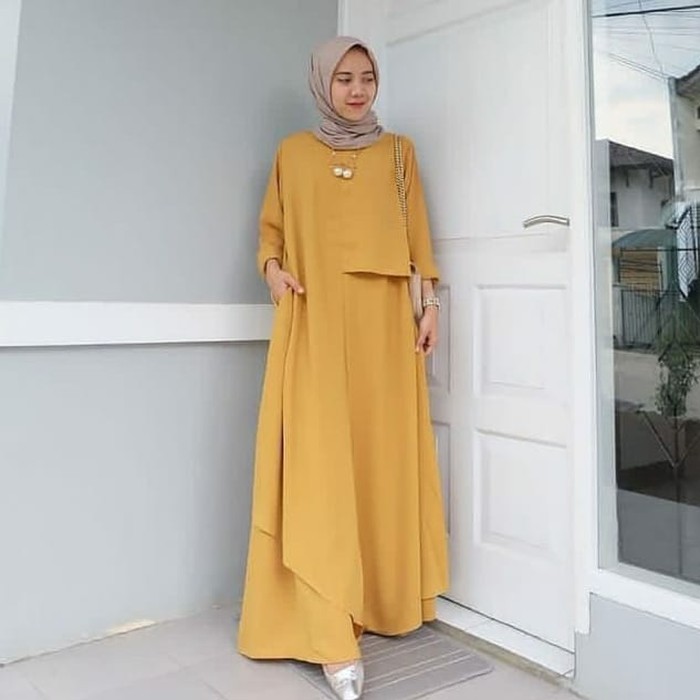 GAMIS SYARI ANNAJAH CAPUCCINO 900GR 110 140 ALLSIZE GAMIS SYARI BUSUI CADAR CREPE HQ POLOS MURAH I.