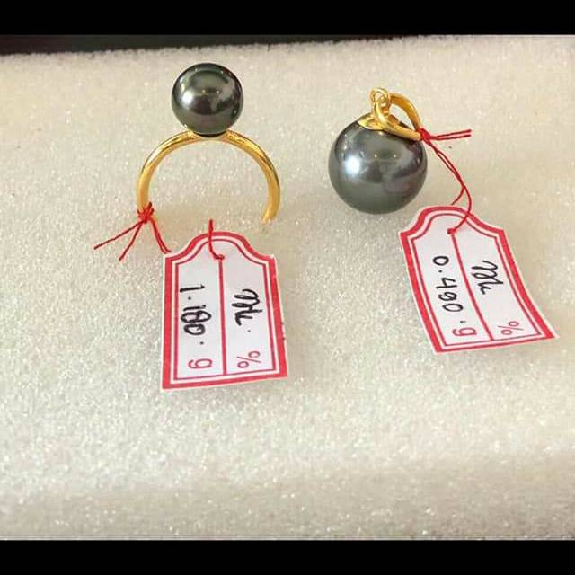 Cincin dan liontin emas model simple emas 22k mutiara lombok