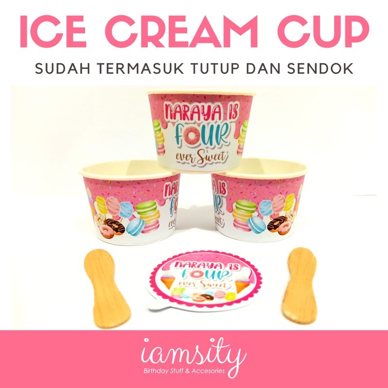 Ice cream cup custom tempat es krim ulang tahun gelas es krim