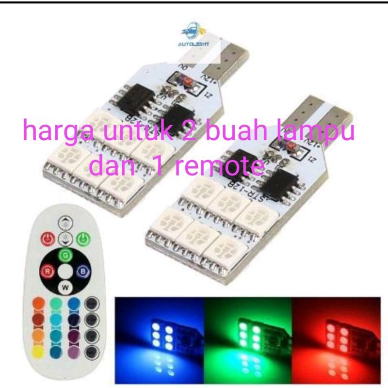 Lampu LED Senja Kotak T10 5050 / 6 LED &amp; 12 LED SMD RGB Remot High Quality Lampu LED Mobil